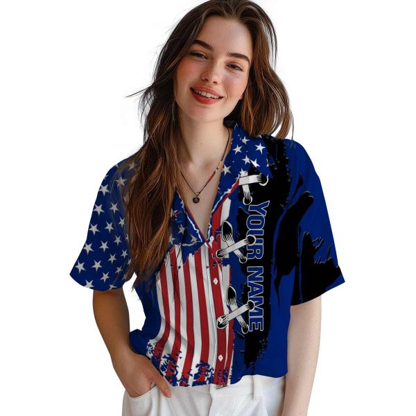 Custom 4th Of July Stitched Flag Hawaiian Shirt Trendy