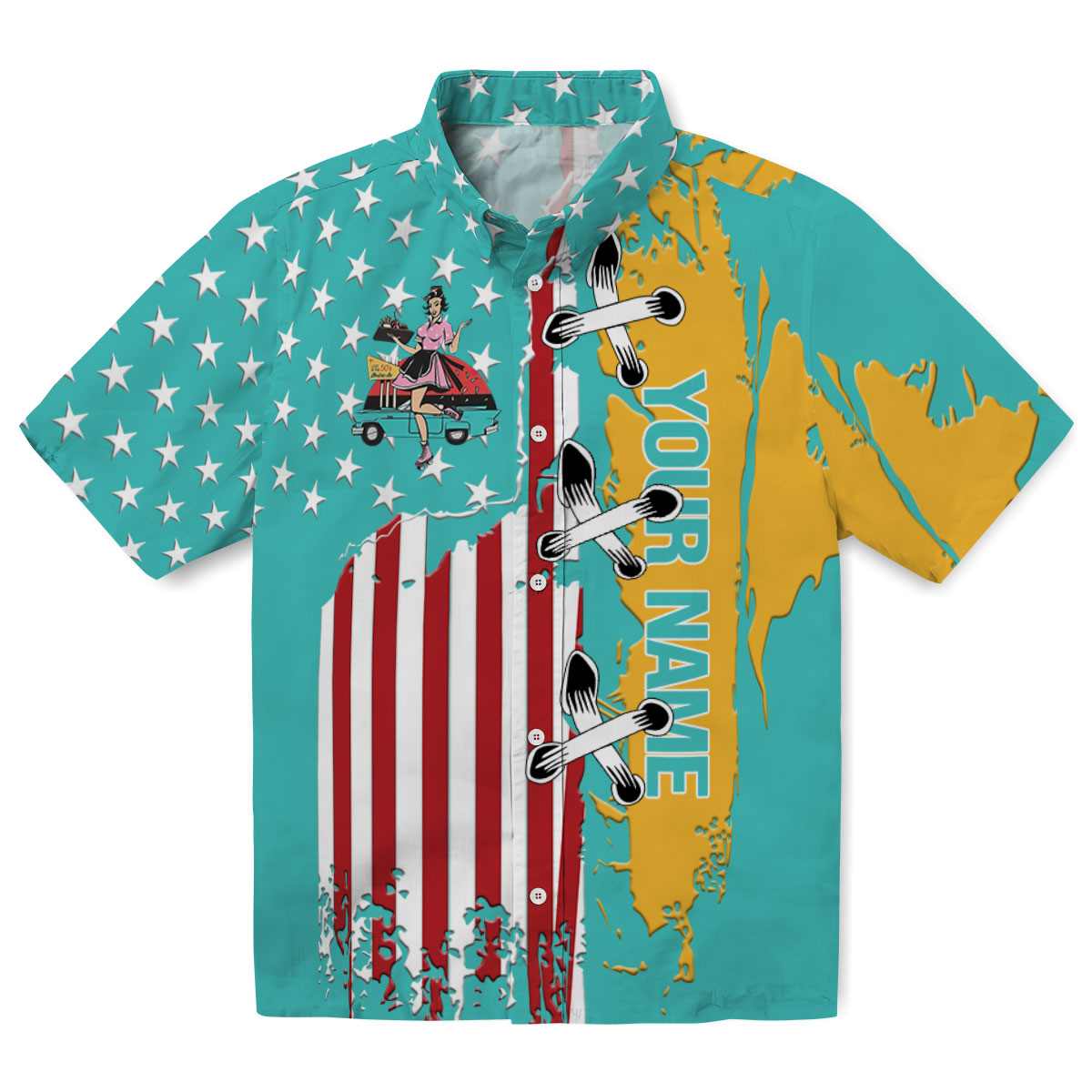 Custom 50s Stitched Flag Hawaiian Shirt Best selling 1