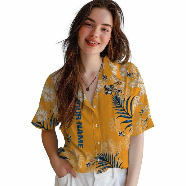 Custom Airplane Hibiscus Print Hawaiian Shirt Trendy