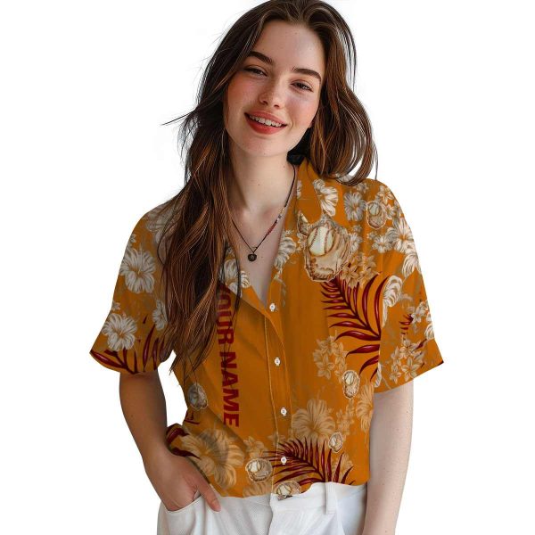 Custom Baseball Hibiscus Print Hawaiian Shirt Trendy