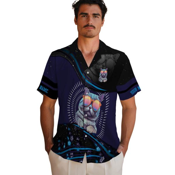 Custom Cat Abstract Waves Hawaiian Shirt High quality