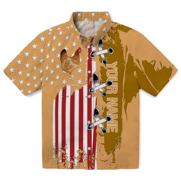 Custom Chicken Stitched Flag Hawaiian Shirt Best selling