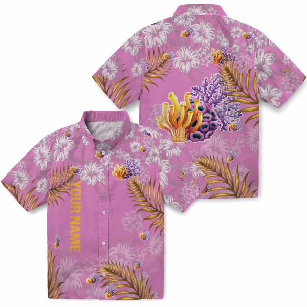 Custom Coral Hibiscus Print Hawaiian Shirt Latest Model