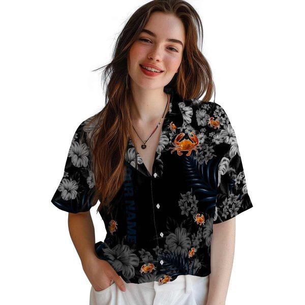 Custom Crab Hibiscus Print Hawaiian Shirt Trendy