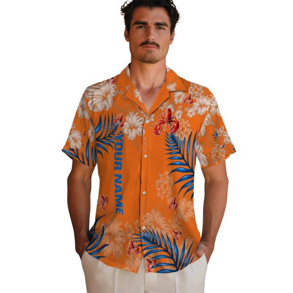 Custom Crawfish Hibiscus Print Hawaiian Shirt High quality