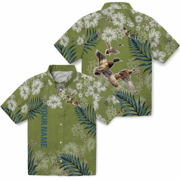 Custom Duck Hibiscus Print Hawaiian Shirt Latest Model