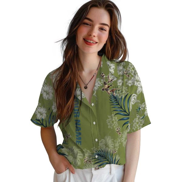 Custom Duck Hibiscus Print Hawaiian Shirt Trendy