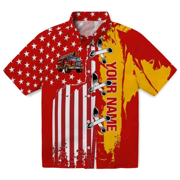 Custom Fire Truck Stitched Flag Hawaiian Shirt Best selling