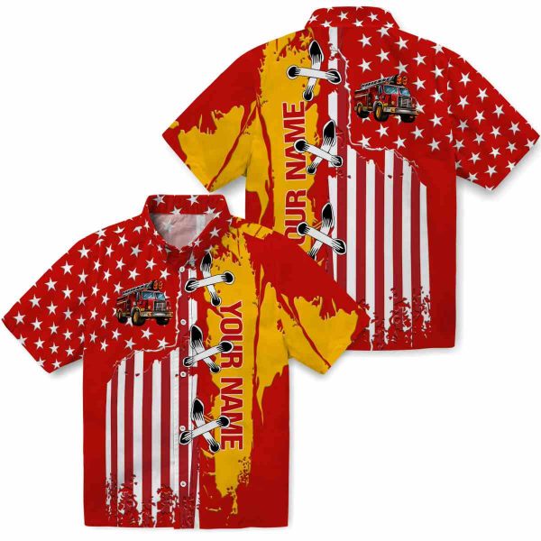 Custom Fire Truck Stitched Flag Hawaiian Shirt Latest Model