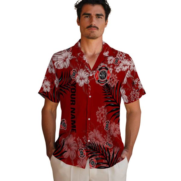 Custom Firefighter Hibiscus Print Hawaiian Shirt High quality