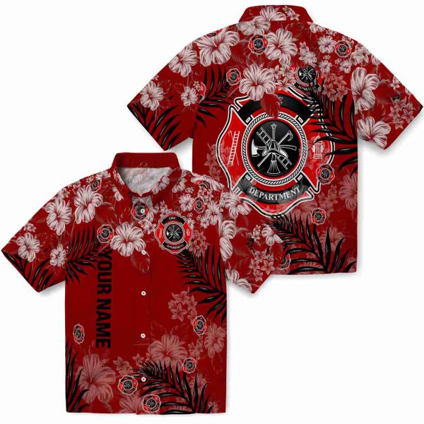 Custom Firefighter Hibiscus Print Hawaiian Shirt Latest Model