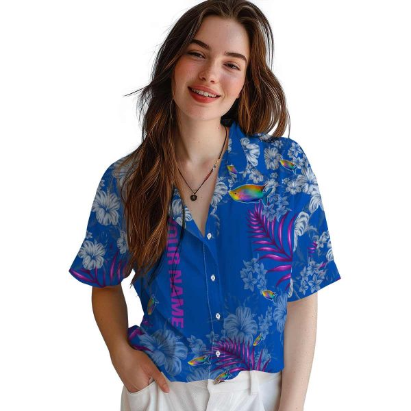 Custom Fish Hibiscus Print Hawaiian Shirt Trendy