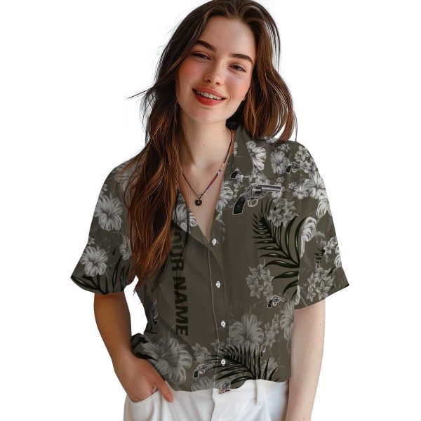 Custom Gun Hibiscus Print Hawaiian Shirt Trendy