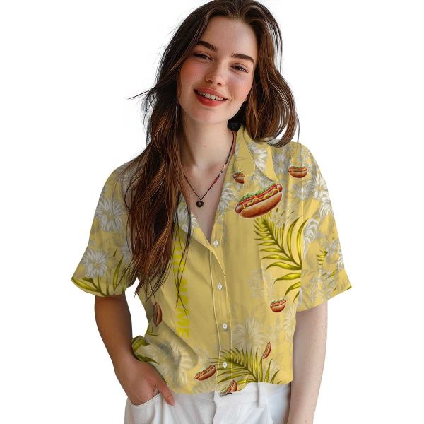 Custom Hot Dog Hibiscus Print Hawaiian Shirt Trendy