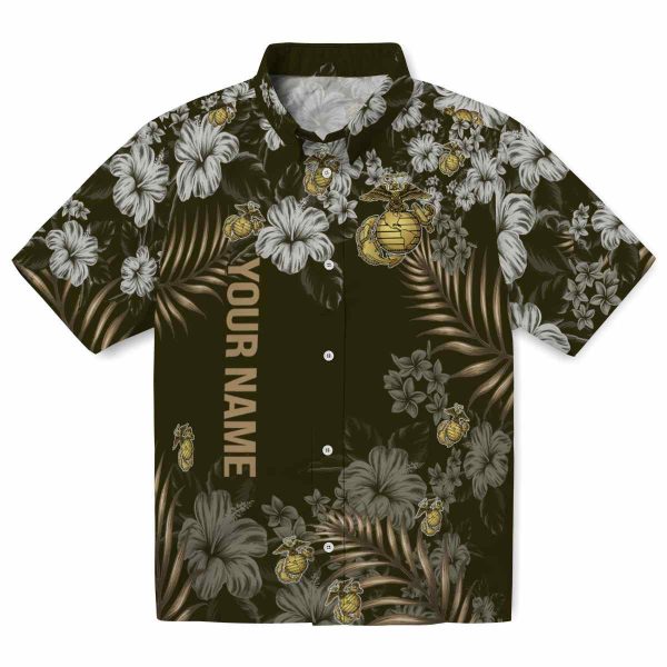 Custom Marine Corps Hibiscus Print Hawaiian Shirt Best selling