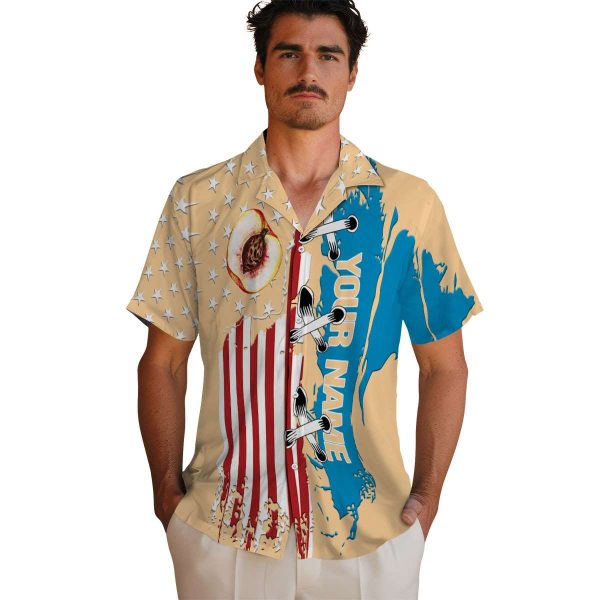 Custom Peach Stitched Flag Hawaiian Shirt High quality