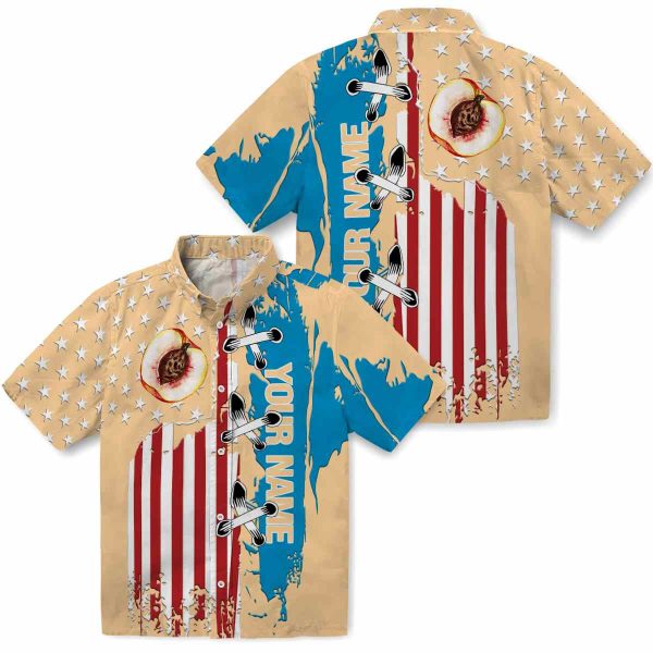 Custom Peach Stitched Flag Hawaiian Shirt Latest Model