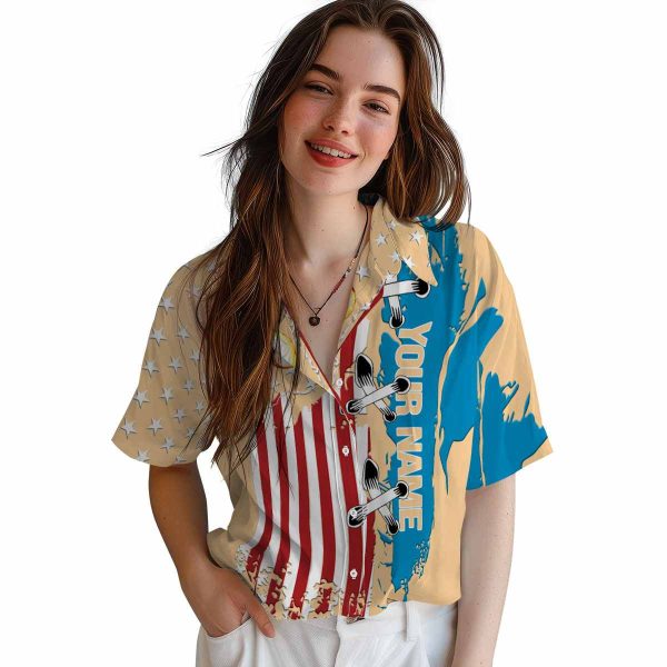 Custom Peach Stitched Flag Hawaiian Shirt Trendy