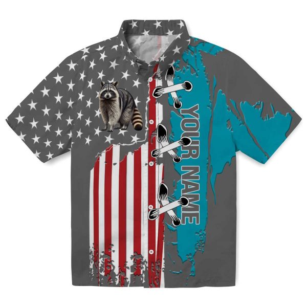 Custom Raccoon Stitched Flag Hawaiian Shirt Best selling