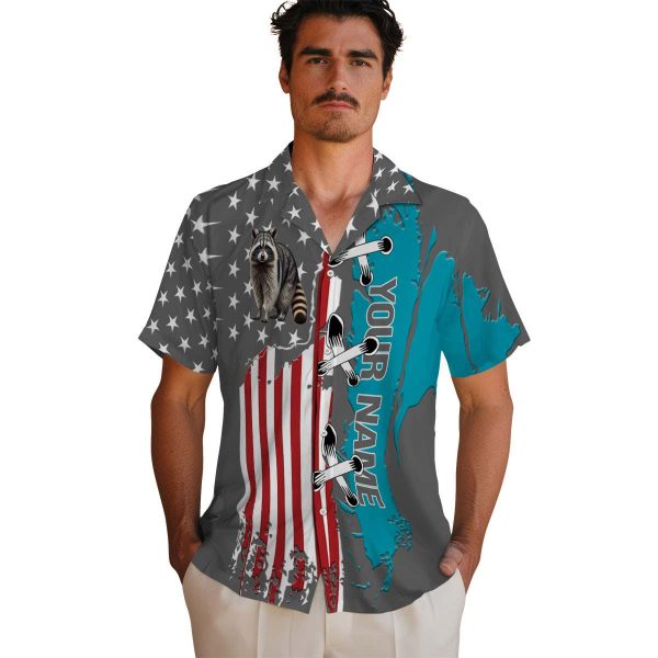 Custom Raccoon Stitched Flag Hawaiian Shirt High quality