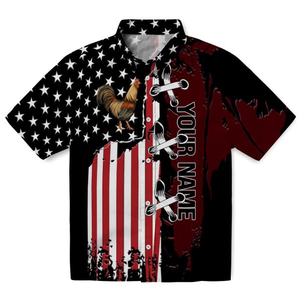 Custom Rooster Stitched Flag Hawaiian Shirt Best selling