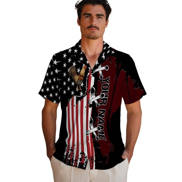 Custom Rooster Stitched Flag Hawaiian Shirt High quality