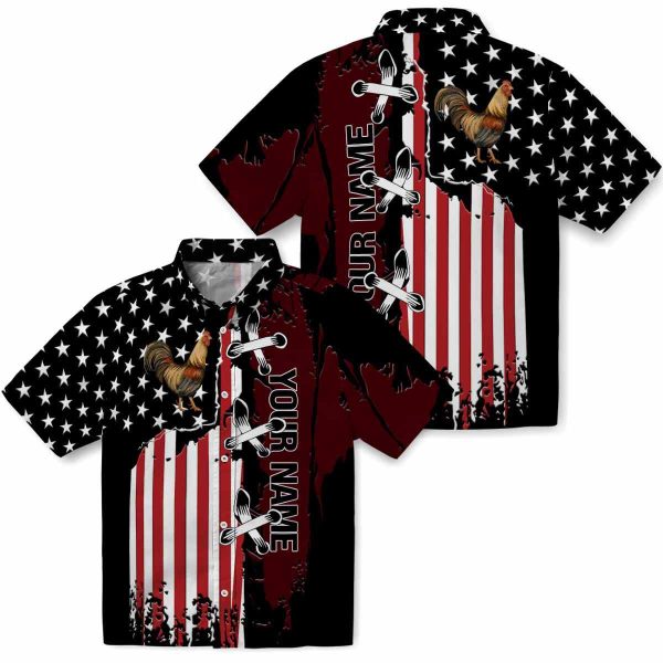 Custom Rooster Stitched Flag Hawaiian Shirt Latest Model