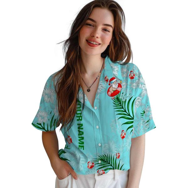 Custom Santa Hibiscus Print Hawaiian Shirt Trendy