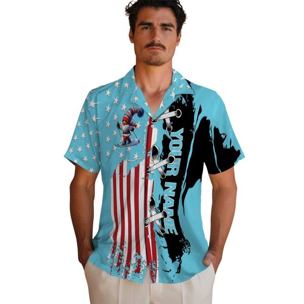 Custom Skiing Stitched Flag Hawaiian Shirt High quality