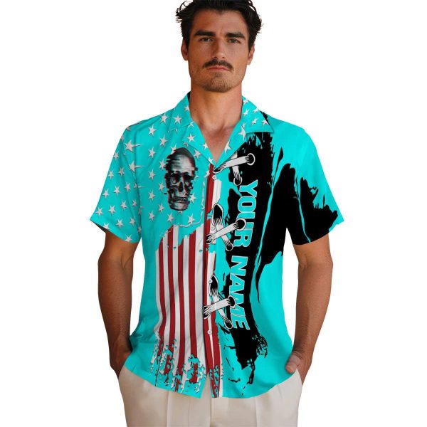 Custom Skull Stitched Flag Hawaiian Shirt High quality