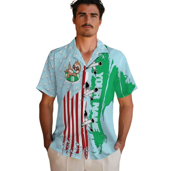 Custom Sloth Stitched Flag Hawaiian Shirt High quality