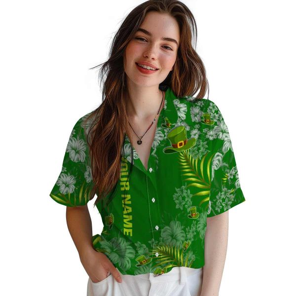 Custom St Patricks Day Hibiscus Print Hawaiian Shirt Trendy