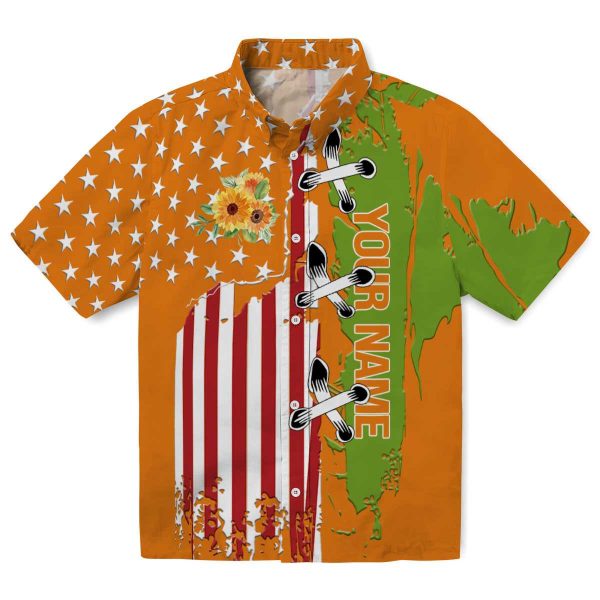 Custom Sunflower Stitched Flag Hawaiian Shirt Best selling