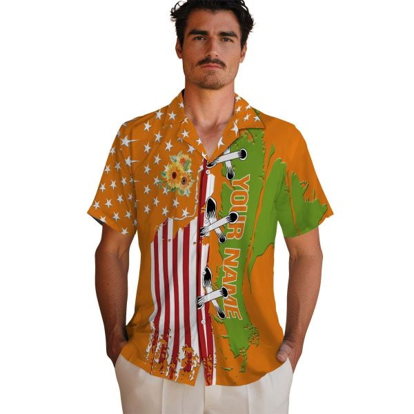 Custom Sunflower Stitched Flag Hawaiian Shirt High quality