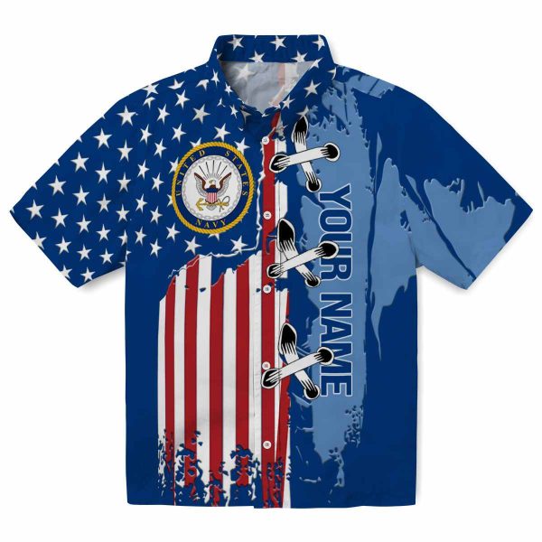 Custom US Navy Stitched Flag Hawaiian Shirt Best selling