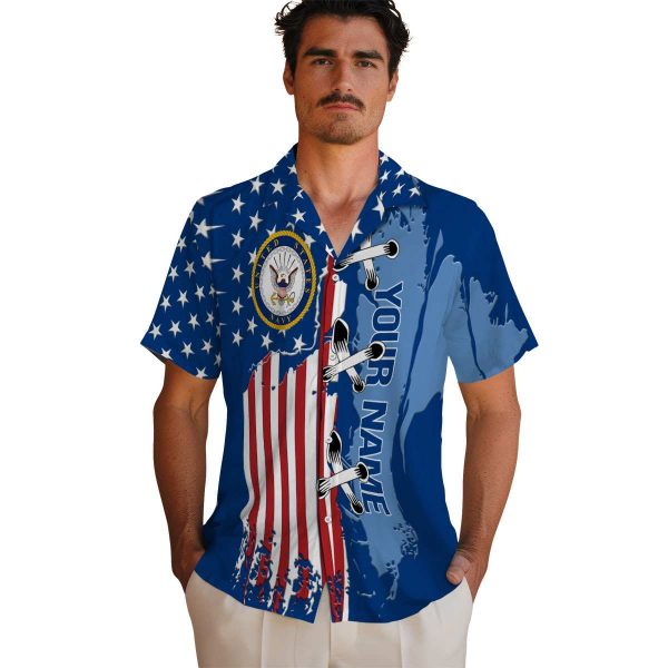 Custom US Navy Stitched Flag Hawaiian Shirt High quality