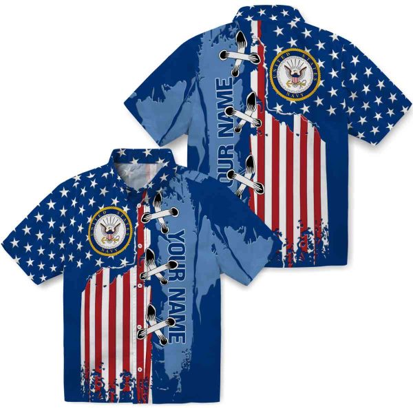 Custom US Navy Stitched Flag Hawaiian Shirt Latest Model