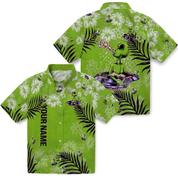 Customized Alien Hibiscus Print Hawaiian Shirt Latest Model