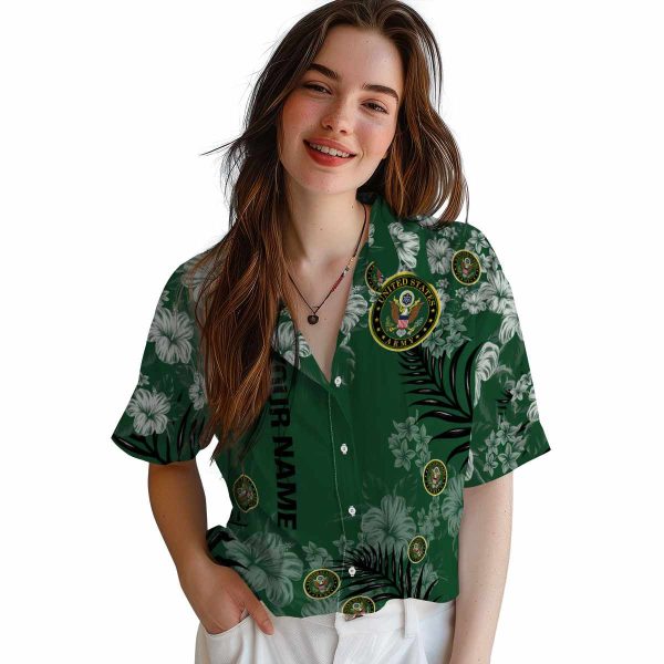 Customized Army Hibiscus Print Hawaiian Shirt Trendy