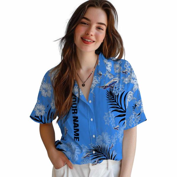 Customized Aviation Hibiscus Print Hawaiian Shirt Trendy