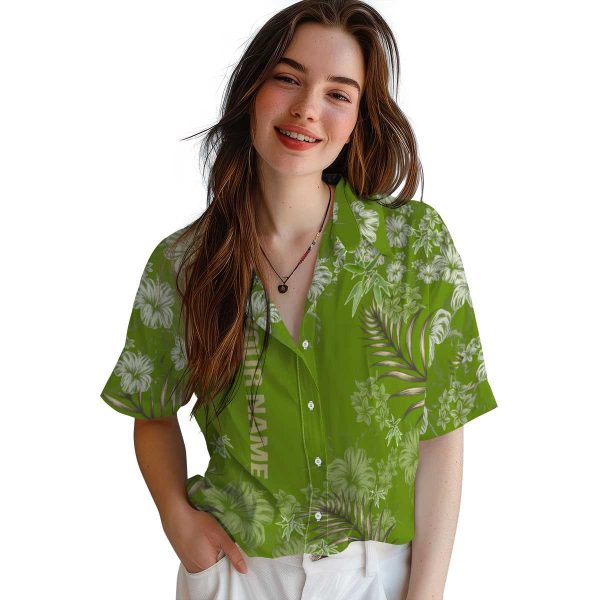 Customized Bamboo Hibiscus Print Hawaiian Shirt Trendy