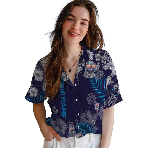 Customized Cat Hibiscus Print Hawaiian Shirt Trendy