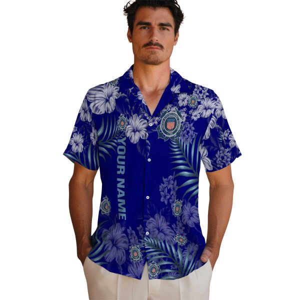 Customized Coast Guard Hibiscus Print Hawaiian Shirt High quality