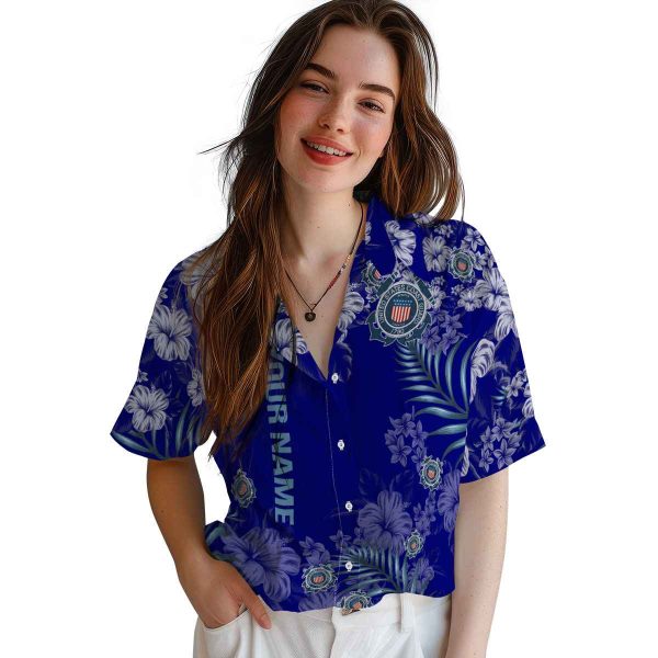 Customized Coast Guard Hibiscus Print Hawaiian Shirt Trendy