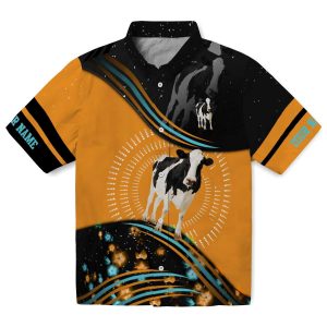 Customized Cow Abstract Waves Hawaiian Shirt Best selling