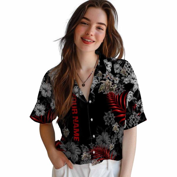 Customized Dinosaur Hibiscus Print Hawaiian Shirt Trendy