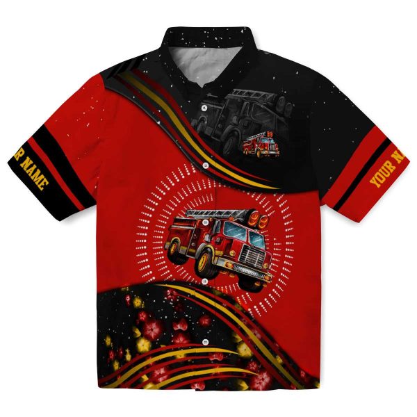 Customized Fire Truck Abstract Waves Hawaiian Shirt Best selling