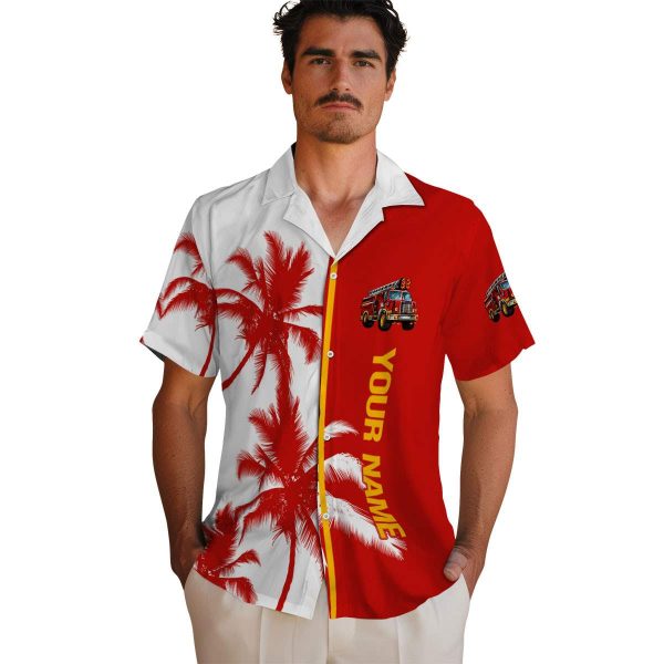 Customized Fire Truck Palm Trees Hawaiian Shirt High quality