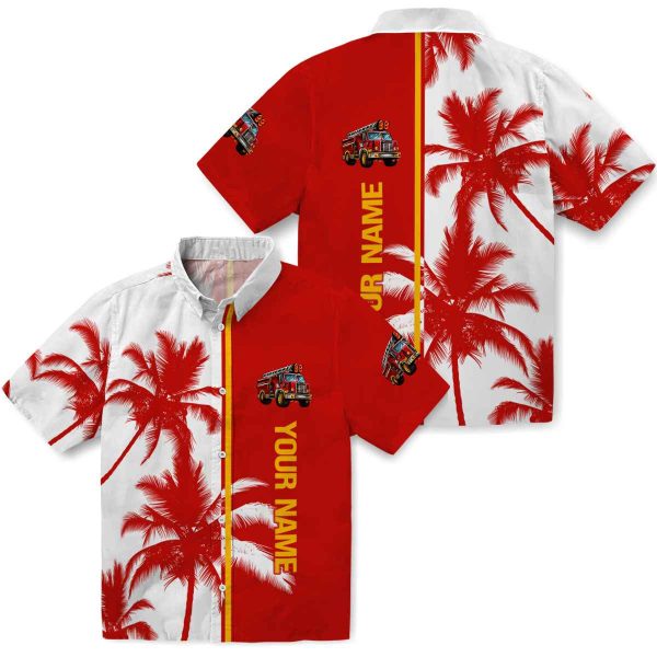 Customized Fire Truck Palm Trees Hawaiian Shirt Latest Model