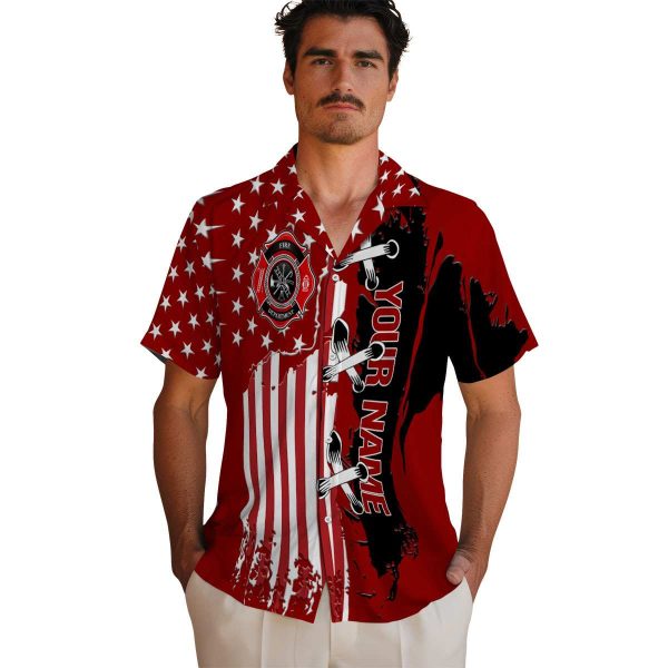 Customized Firefighter Stitched Flag Hawaiian Shirt High quality